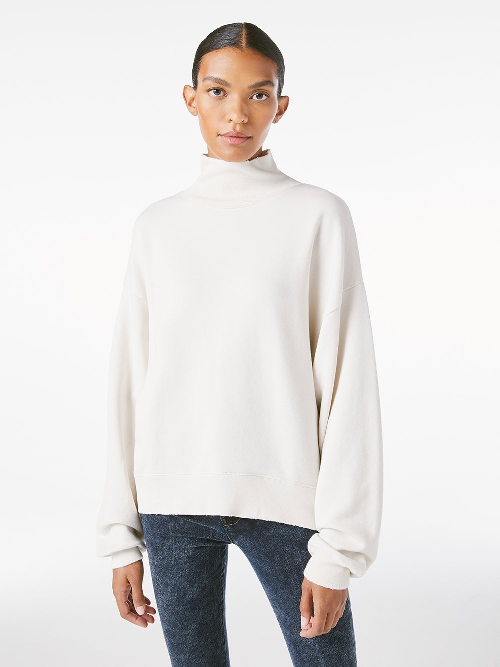Frame Funnel Neck Sweatshirt in Vintage Winter White