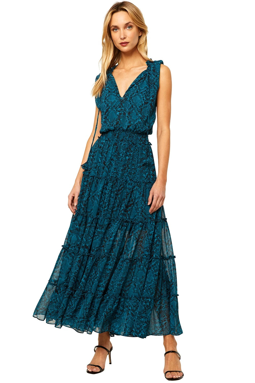self portrait tiered sequin midi dress Misa