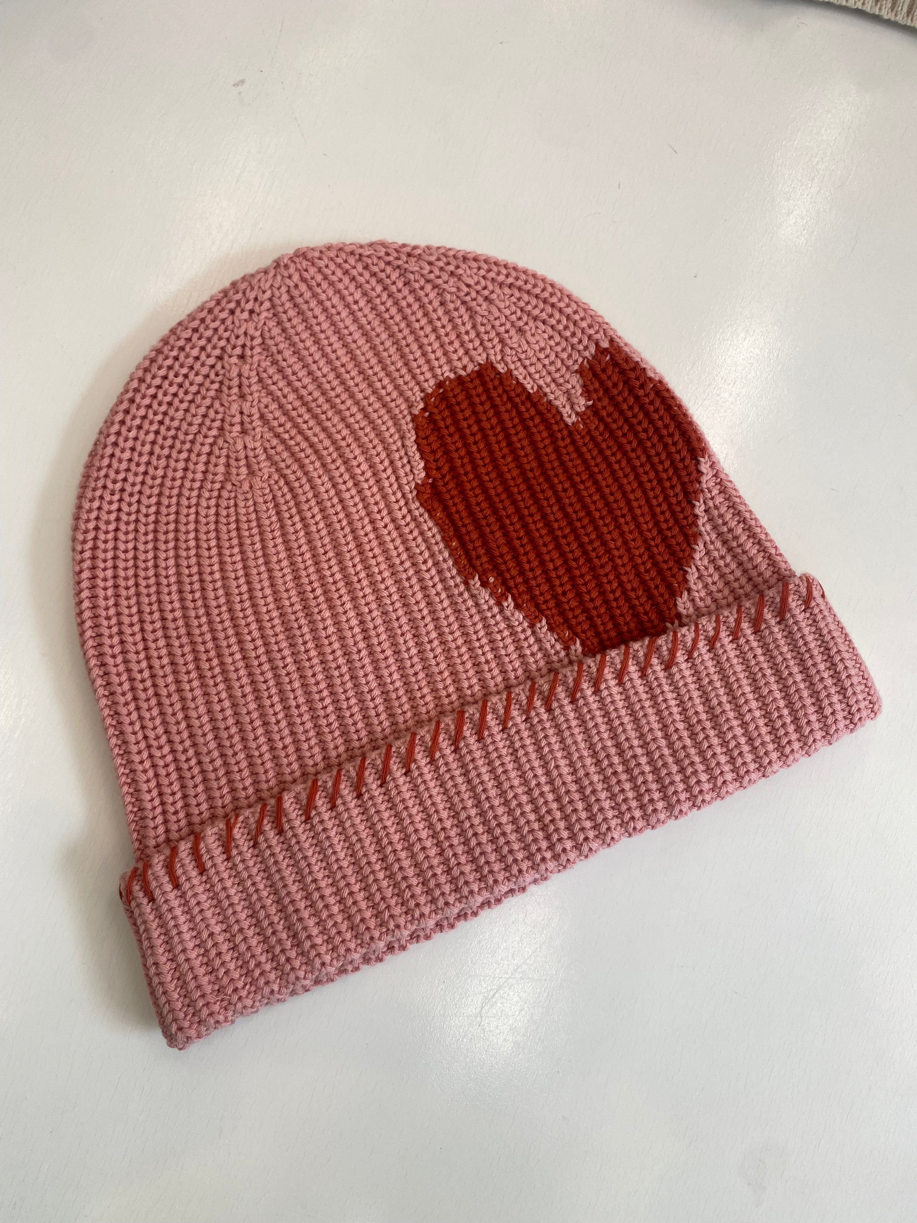 Kerri Rosenthal - Max Heart Beanie in Rhubarb – Blond Genius