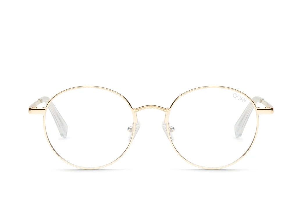 Quay I See You in Gold/Clear Glasses with Blue Light Lens