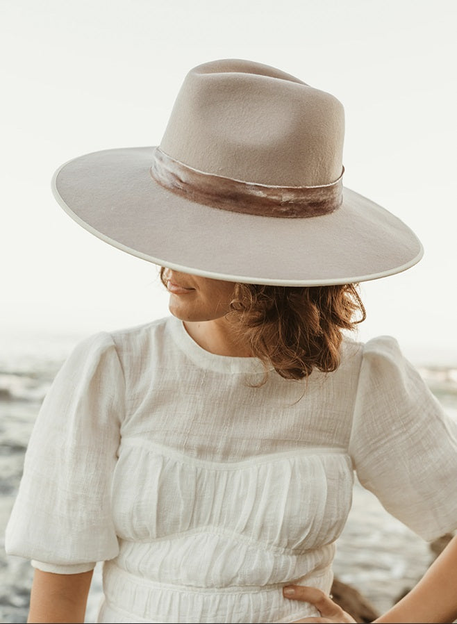 Freya Wide-Brim Straw Hat in Light Lavender Freya Straw Hats JULY SALE – Brooke Wright Designs main image 3