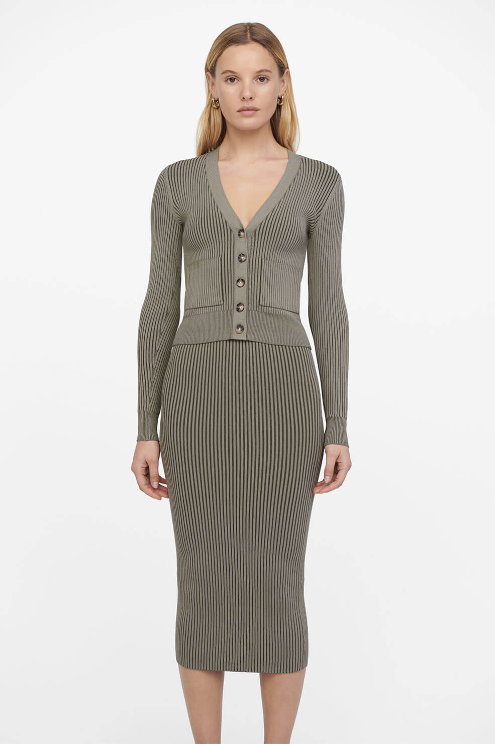 Anine Bing - Layla Cardigan in Green Khaki and Olive Blond Genius Anine Bing - Layla Cardigan in Green Khaki and Olive Blond Genius