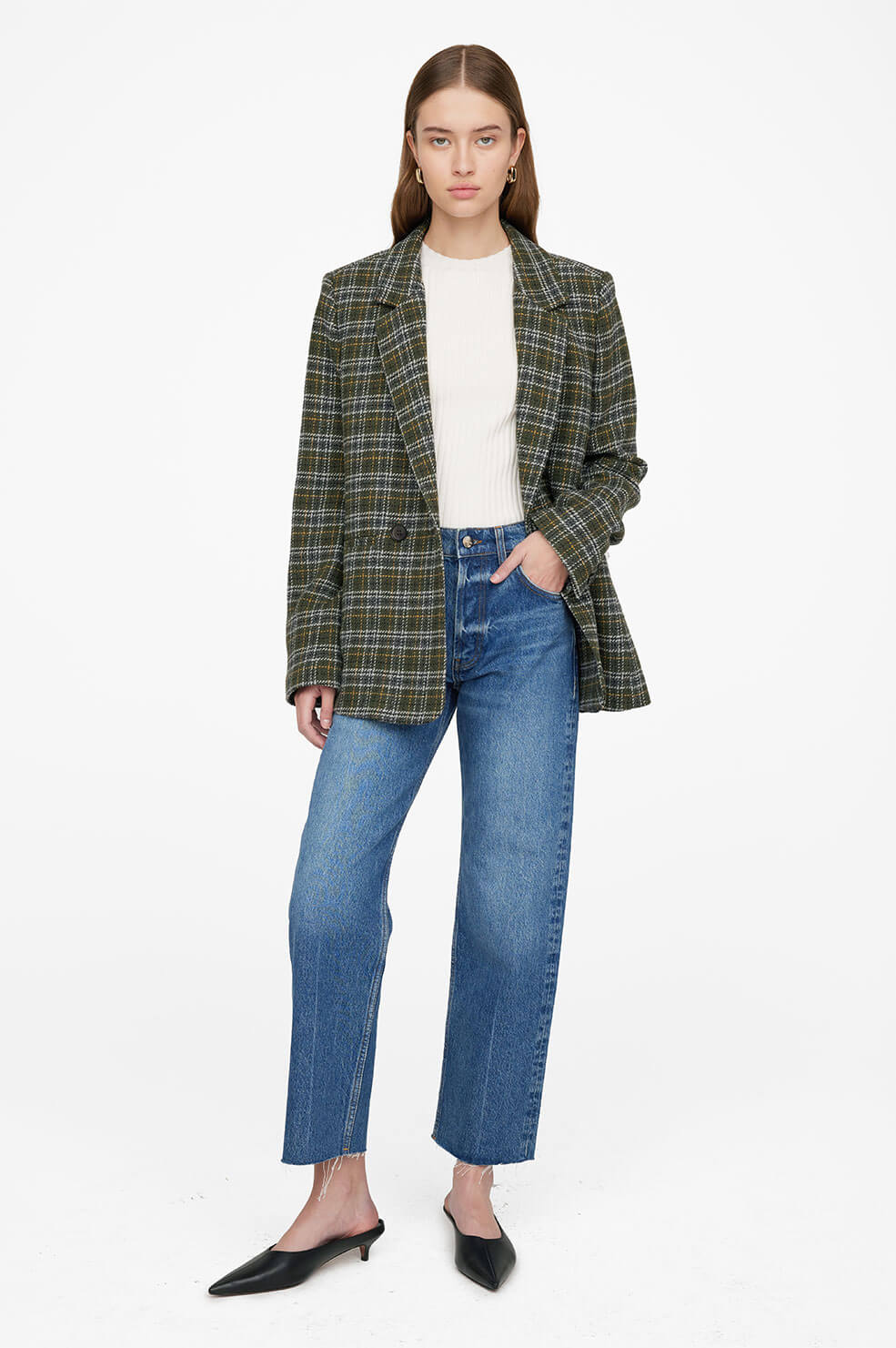Anine bing 2025 madeleine plaid blazer
