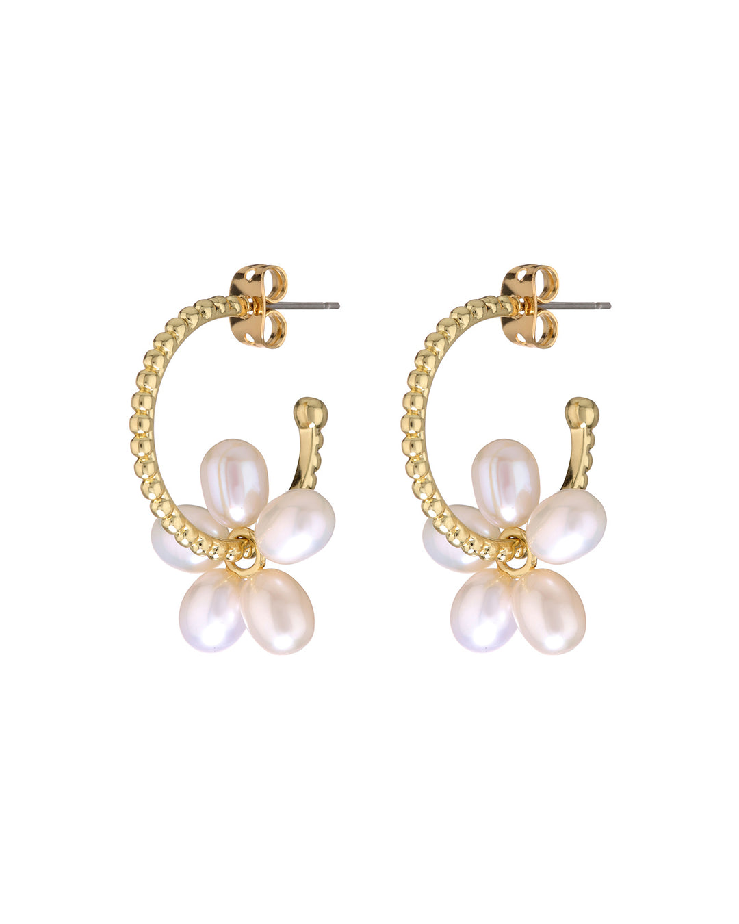 LUV AJ - Pearl Washer Hoops in Gold