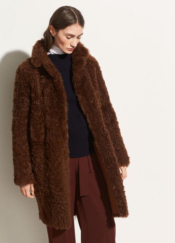 VINCE Reversible Shearling Coat Amber