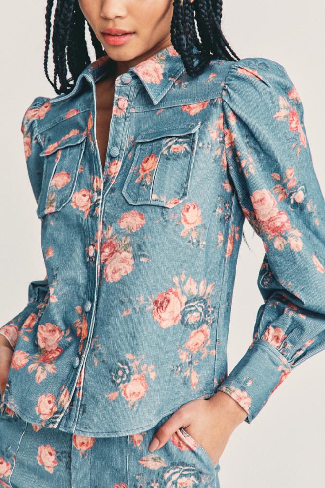 Love Shack Fancy - Ringley Top in Faded Denim
