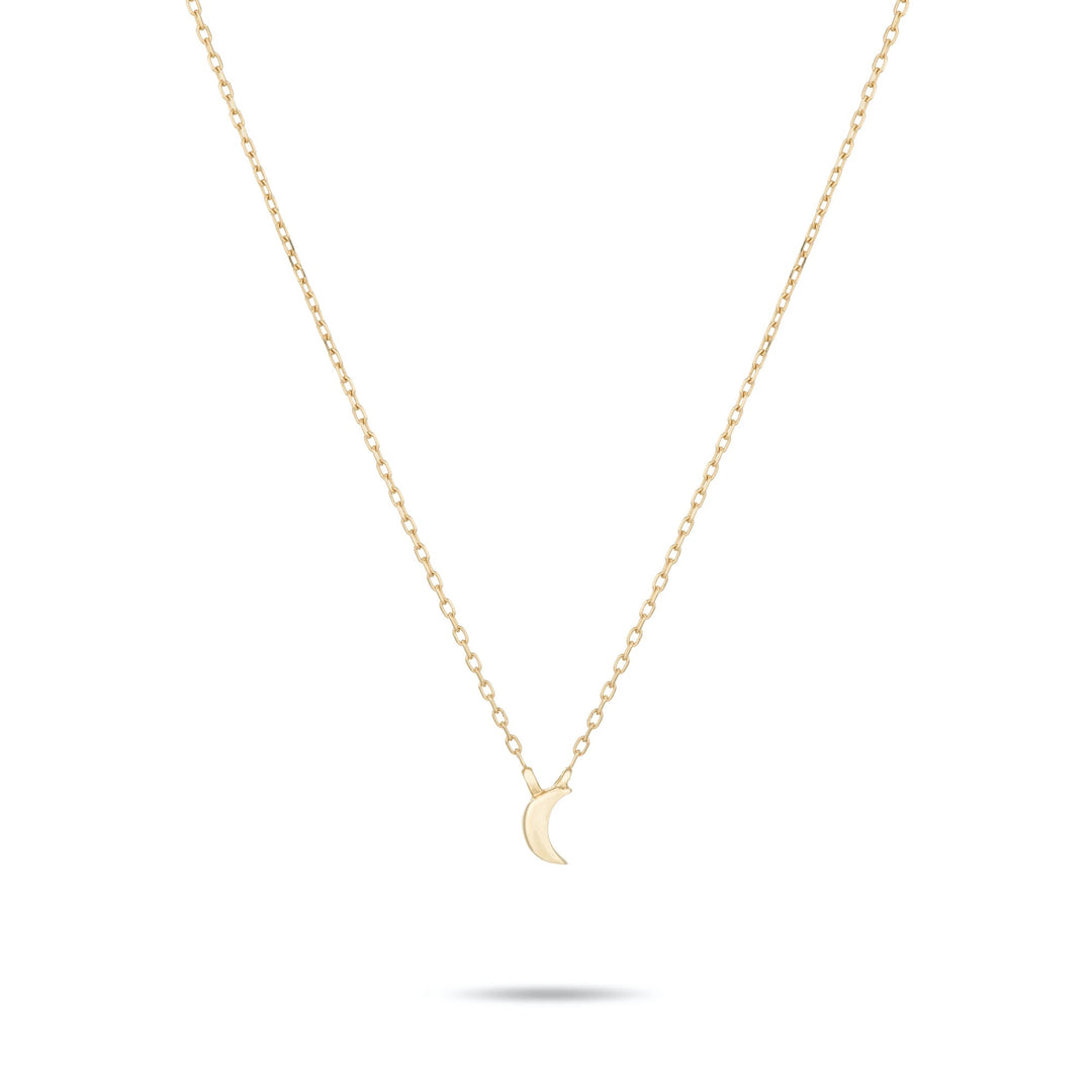 Adina - Super Tiny Puffy Moon Necklace in Y14k