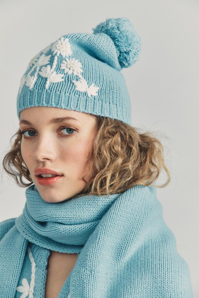 Love Shack Fancy - Underwood Hat & Glove Set in Cornflower 