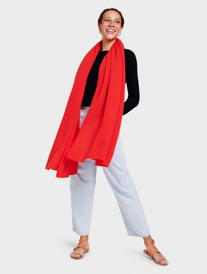 White + Warren - Cashmere Travel Wrap in Sunset Red Heather