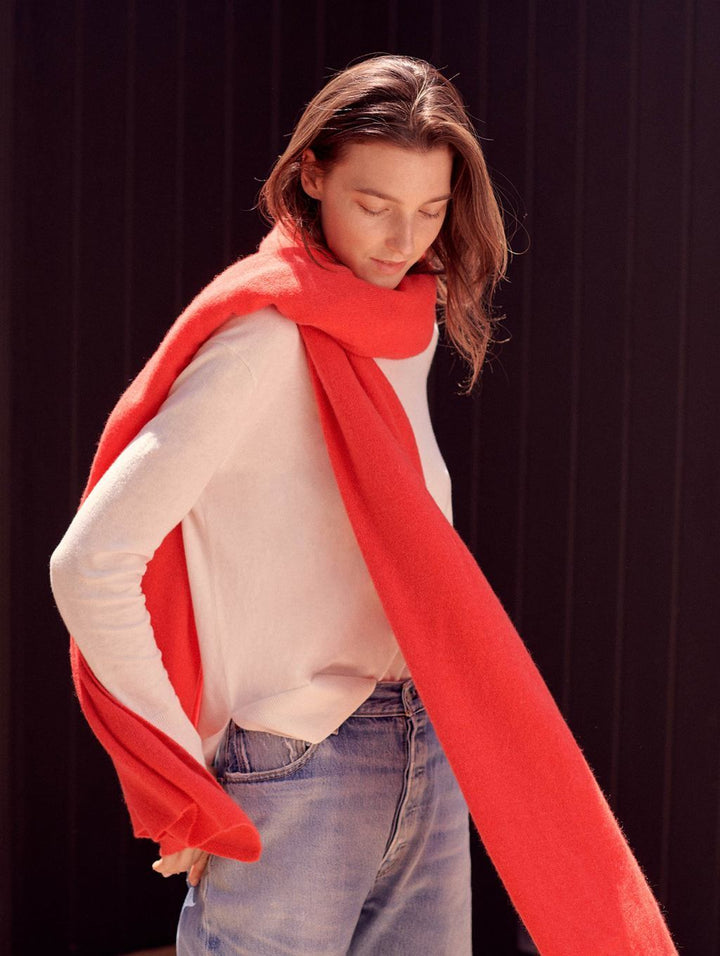 White + Warren - Cashmere Travel Wrap in Sunset Red Heather