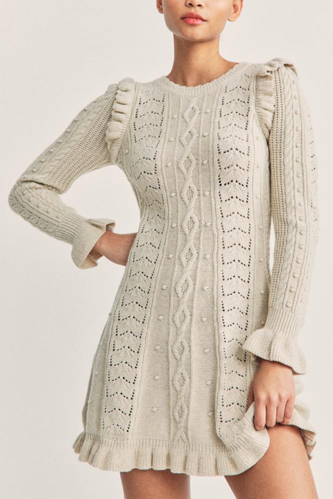 Love Shack Fancy - Zeke Mini Dress in Sand Castle  Blond Genius
