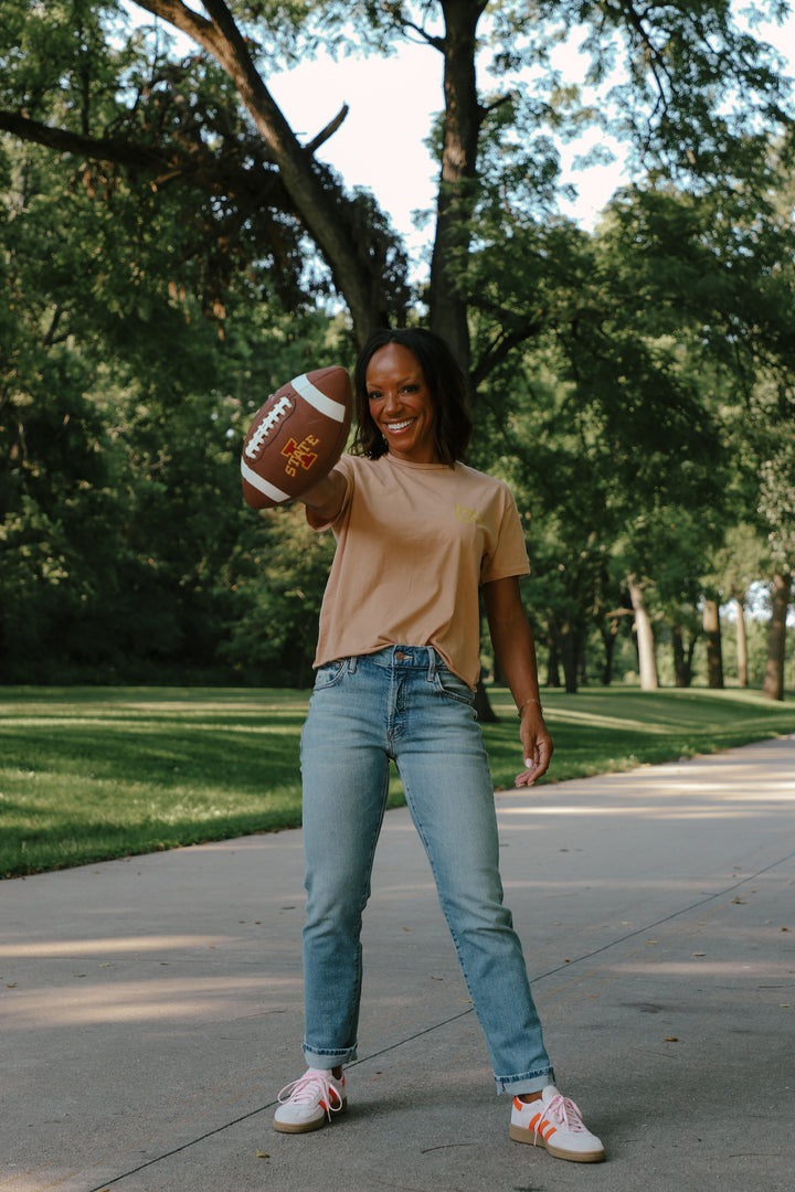 Iowa State Washed Cut-Hem Tee in Vintage Camel (BL903-BLISU1612A-VC)