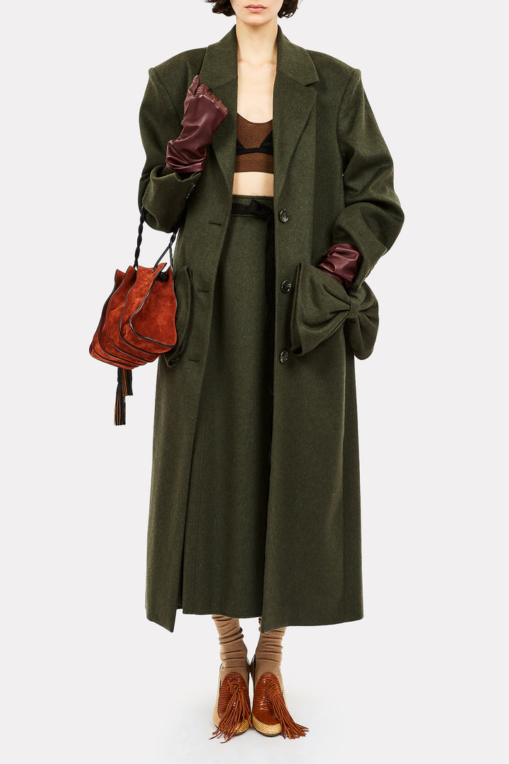 ULLA JOHNSON - Corin Wool Coat with Bows in WILLOW OUTERWEAR
