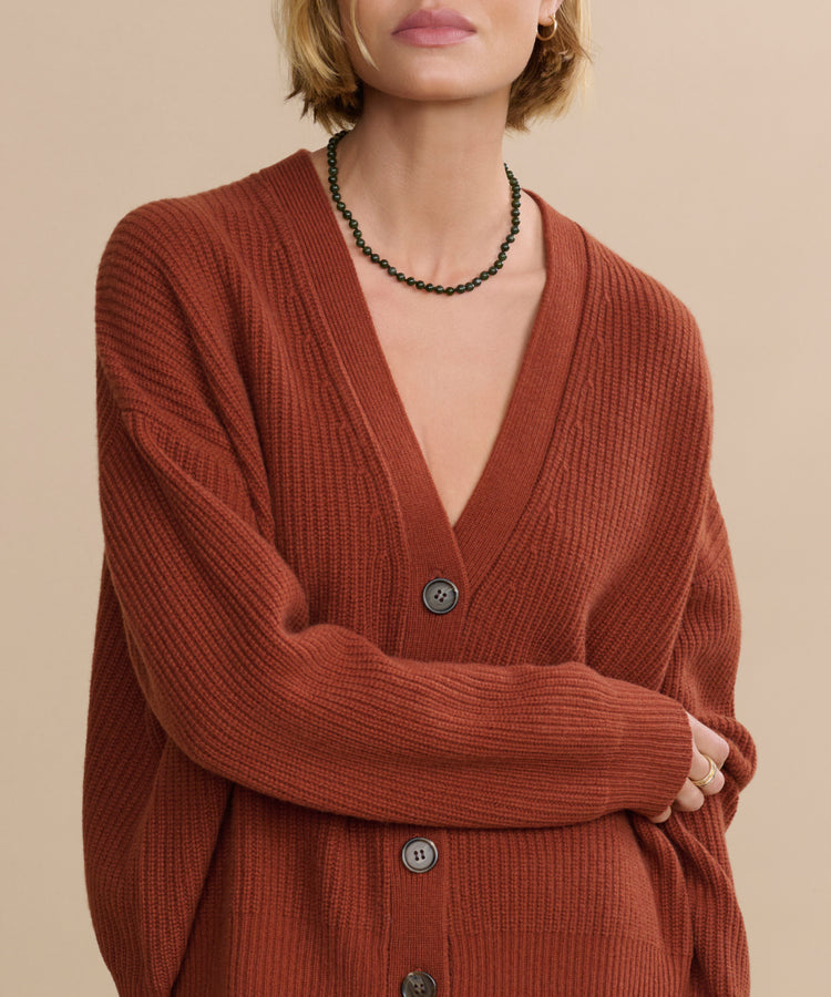 Jenni Kayne - Cropped Cashmere Cocoon Cardigan in Rust