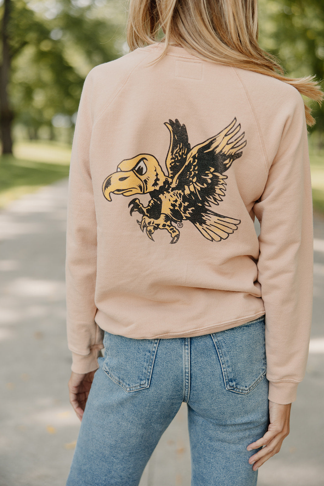 Retro Brand x Blond Genius - Iowa Hawkeyes French Terry Sweatshirt in Washed Camel