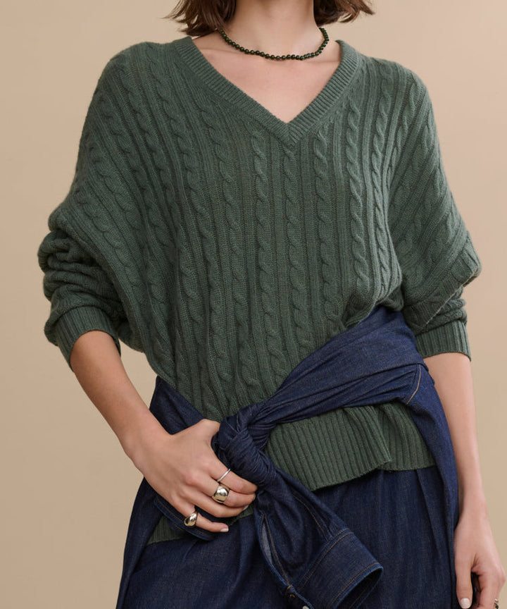 Jenni Kayne - Nell V-Neck Sweater in Pine