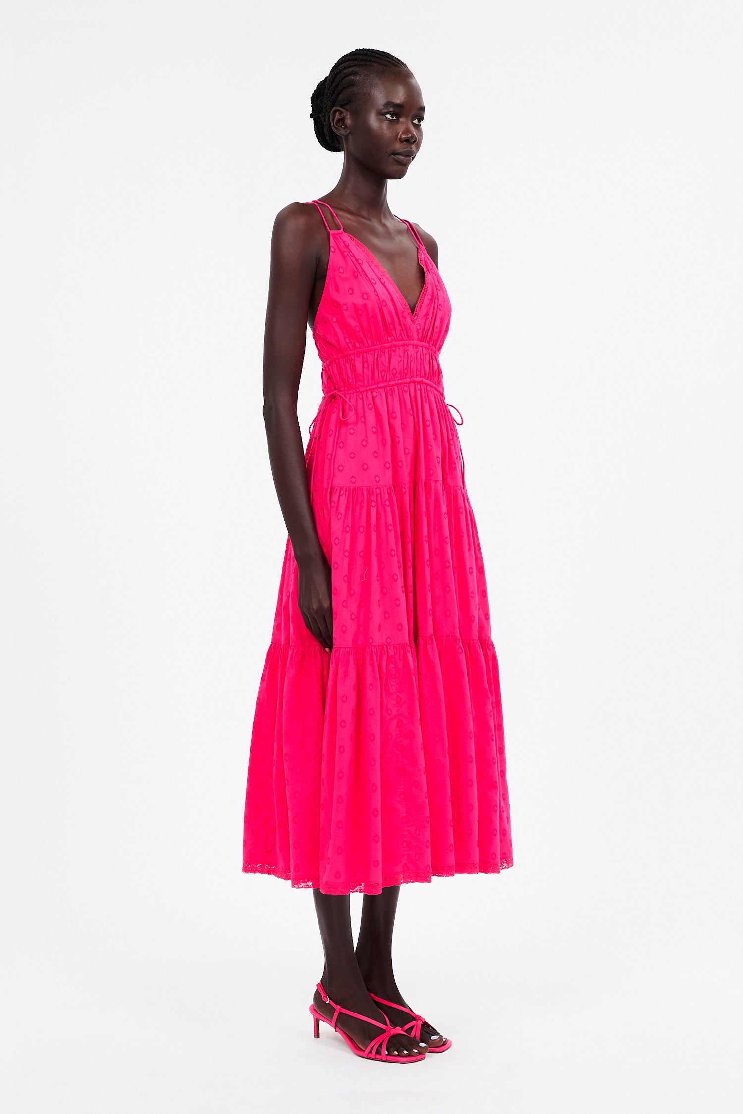 【送料&関税込】Ulla Johnson Freya Dress Freya Dress - Cosmos Pink Cotton Midi Dress - Ulla Johnson