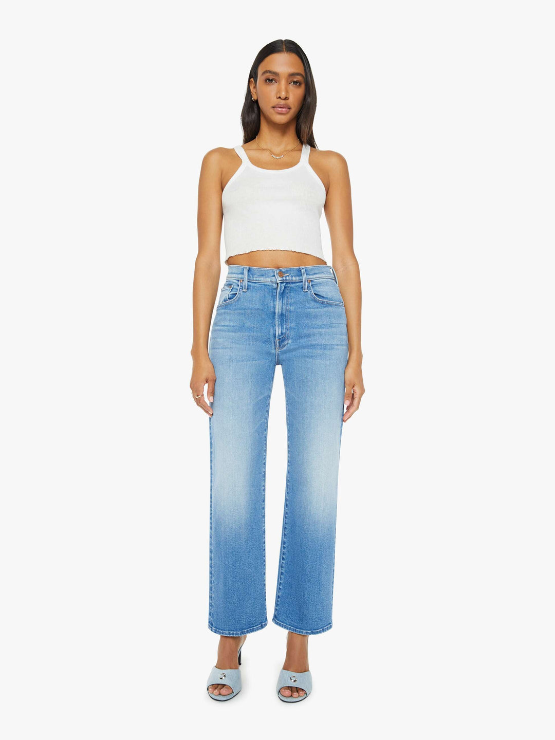 Mother Denim - Midrise Rambler Zip Ankle in Out of the Blue