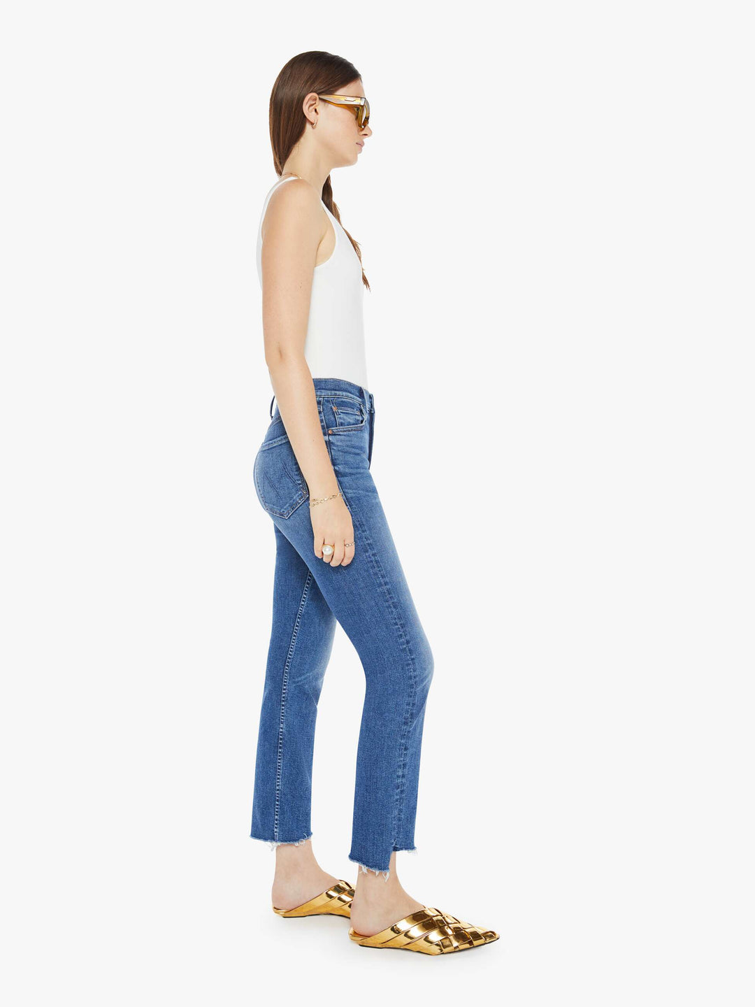 MOTHER - HW Rider Ankle Step Fray in Over the Top