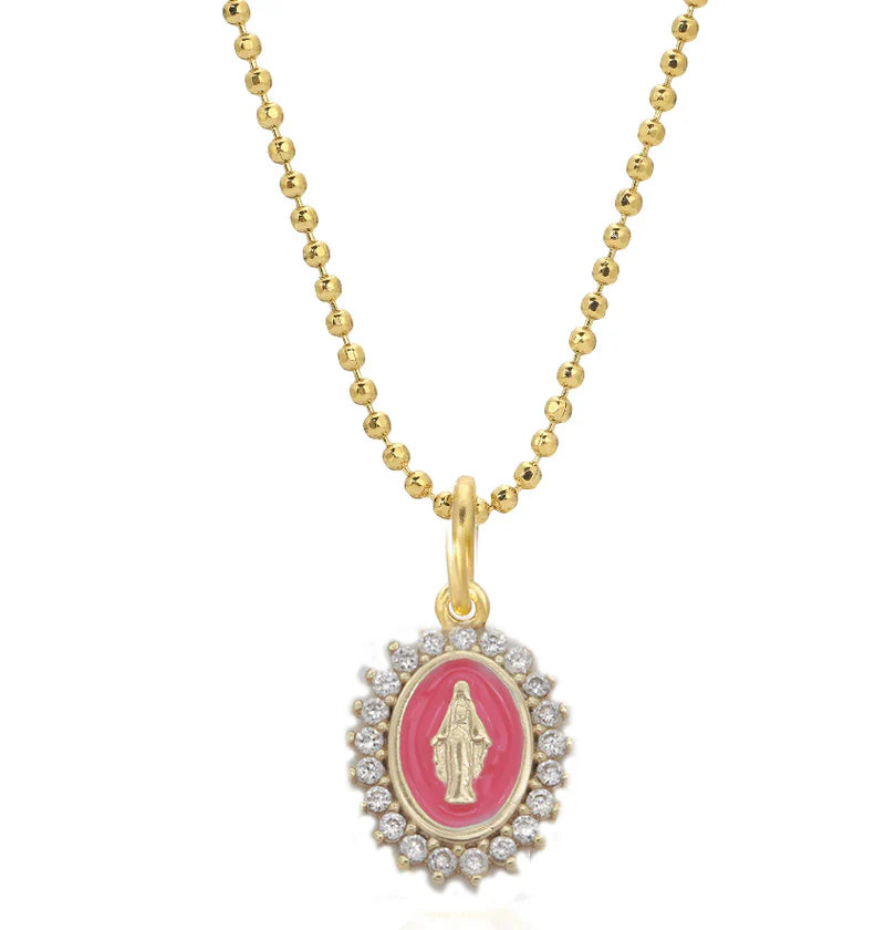 Joy Dravecky - Mini Lady Lourdes Necklace in Hot Pink