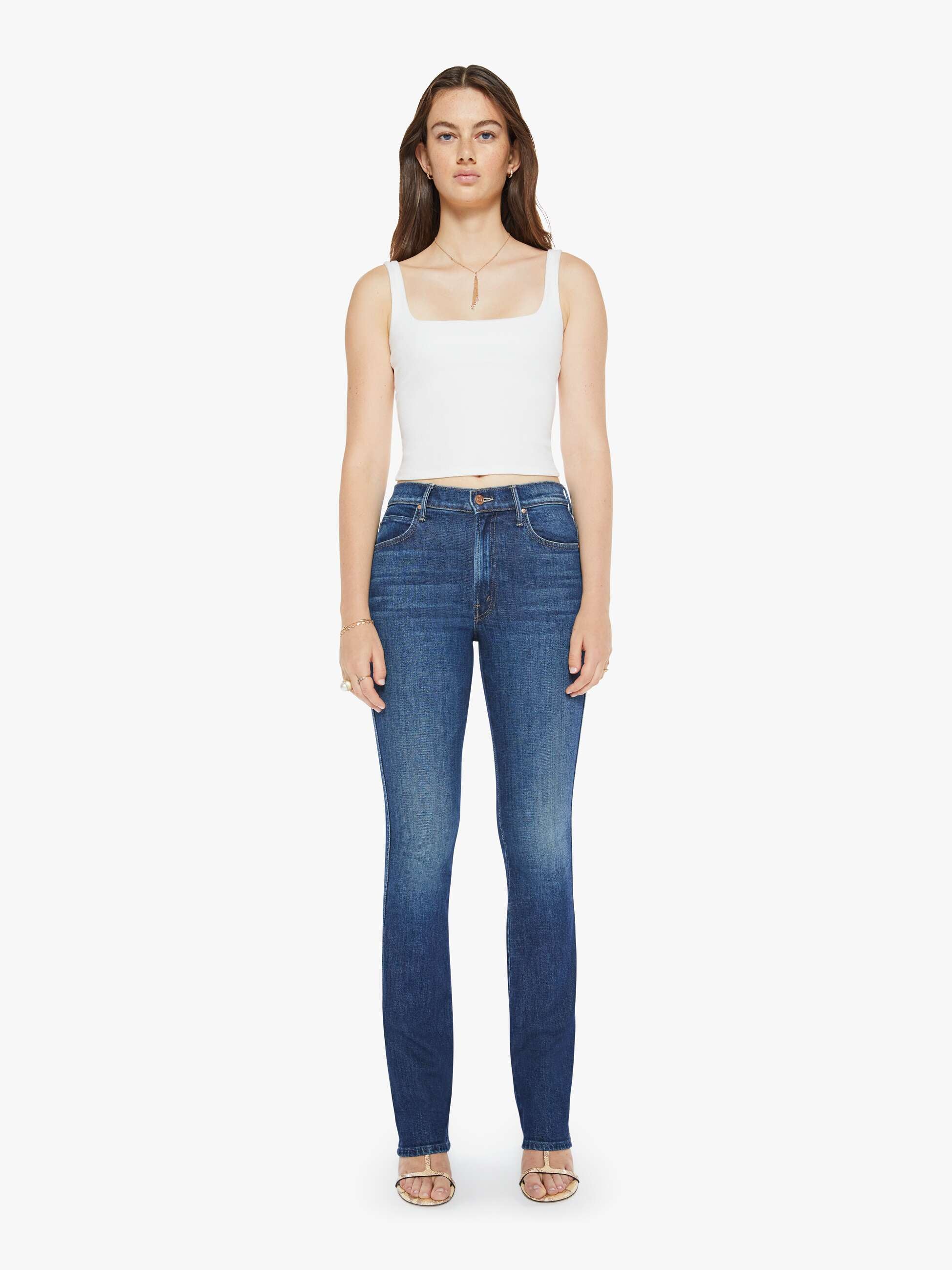 デニム・ジーパン MOTHER 'HW Smokin Double Heel' jeans Gray MOTHER Women's High Waist Smokin Double Heel Jeans, Smoking
