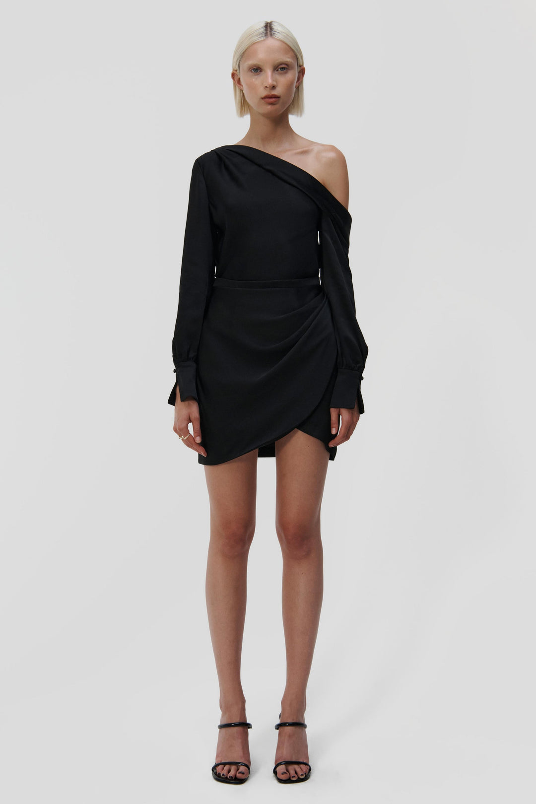 SIMKHAI - Cameron One Shoulder Mini Dress in Chocolate