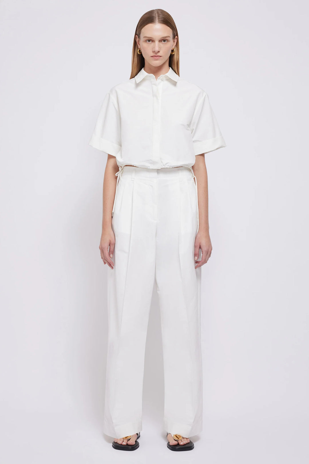 SIMKHAI - Ryett Cropped Shirt in White