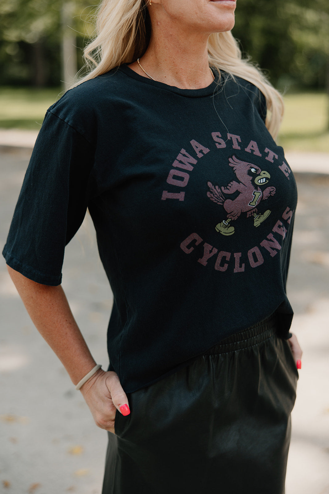 Retro x Blond Genius - ISU Iowa State Cyclones Drop Shoulder Tee in Vintage Black