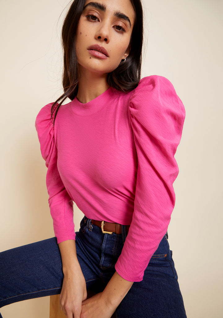 Nation LTD - Zeta Snap Back Mock Neck in Girl Crush