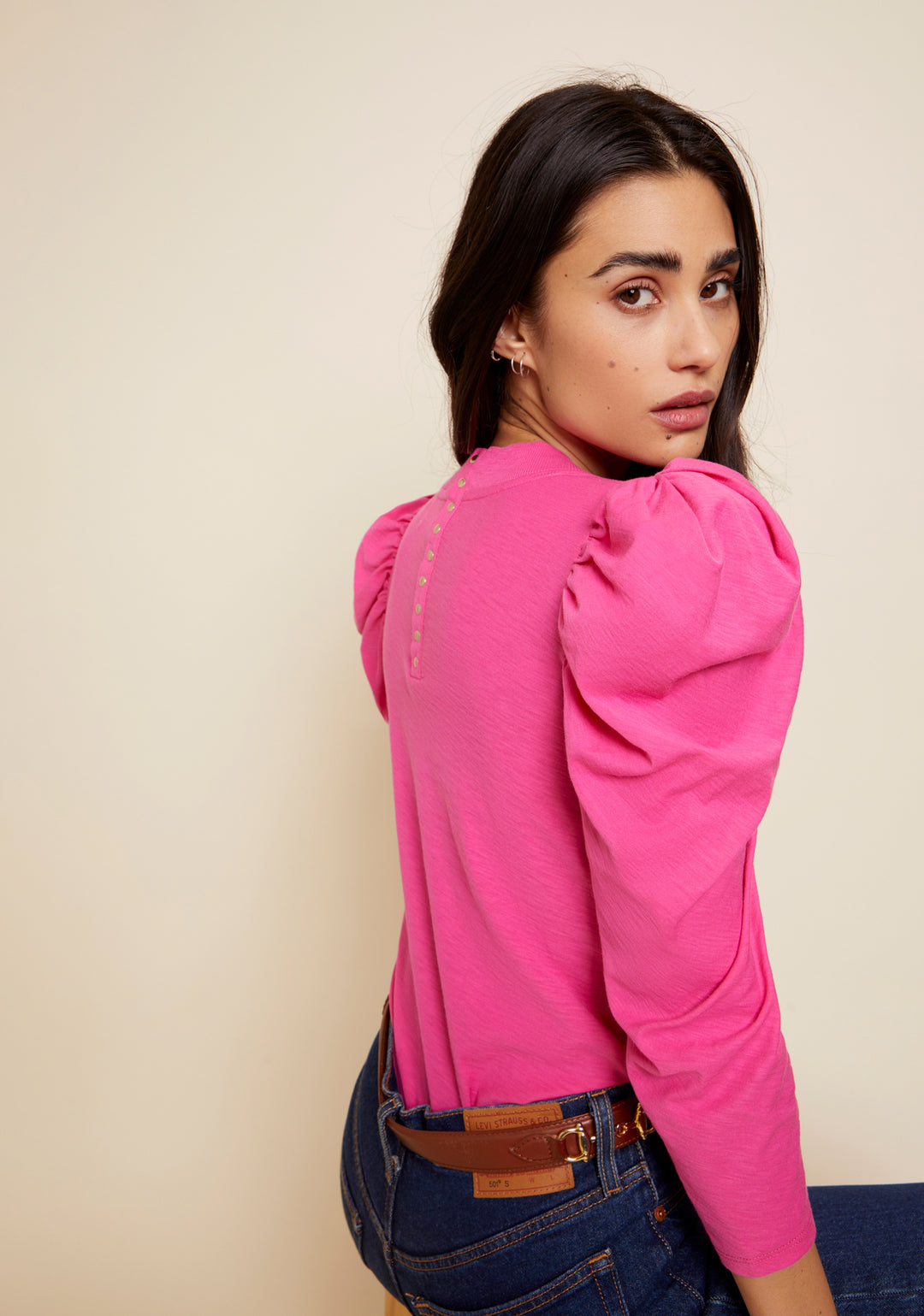 Nation LTD - Zeta Snap Back Mock Neck in Girl Crush