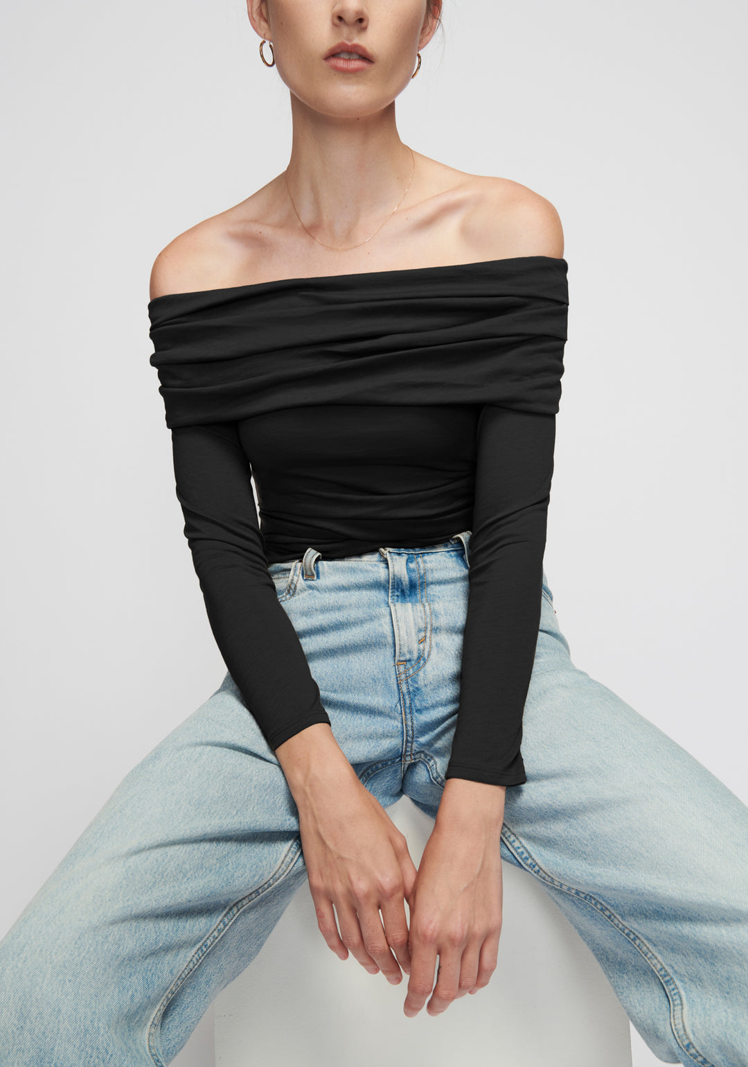 Nation LTD - Abana Draped Off-The-Shoulder in Jet Black