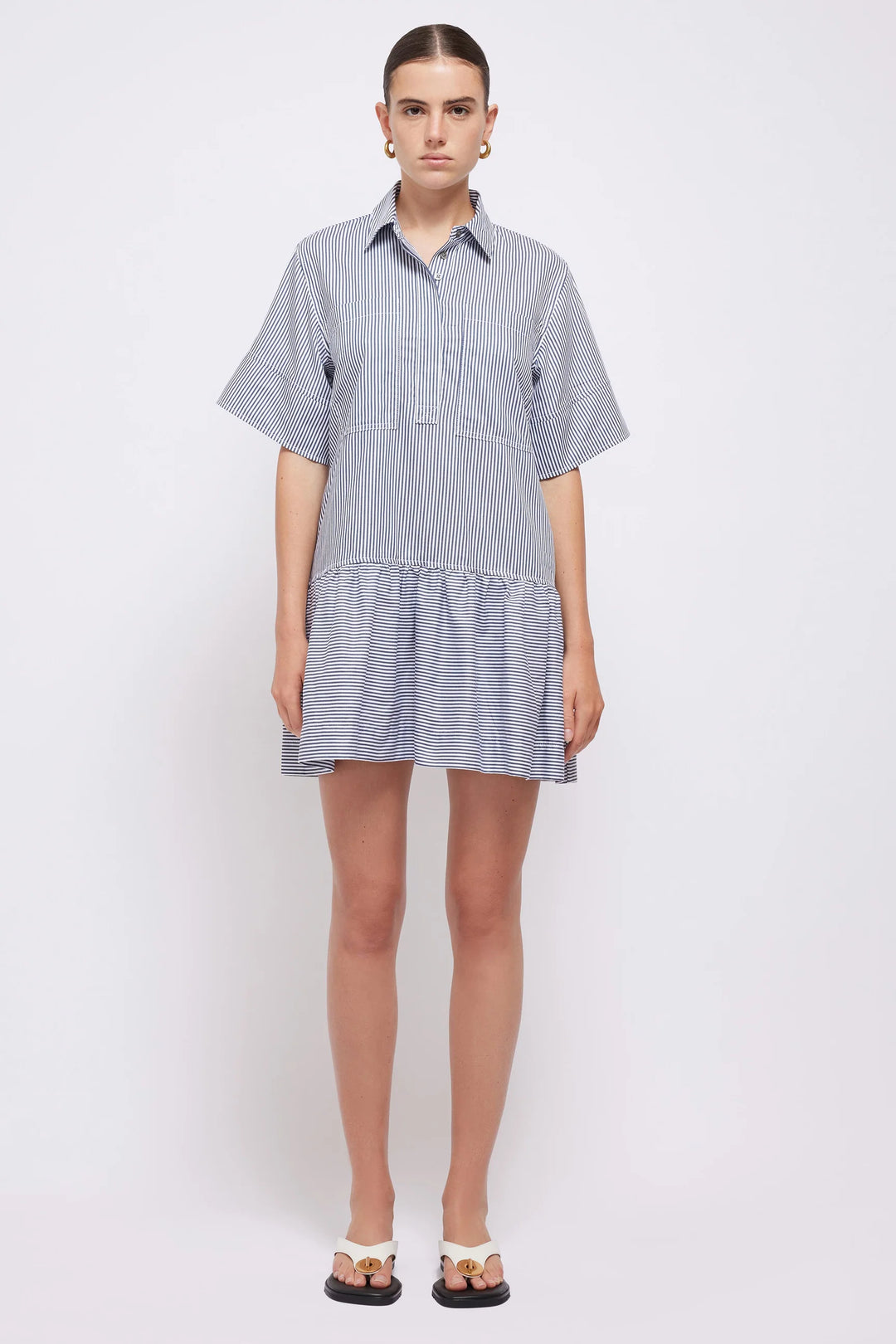 SIMKHAI - Cris Shirt Dress in Midnight Stripe
