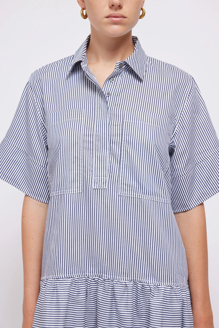 SIMKHAI - Cris Shirt Dress in Midnight Stripe Dresses
