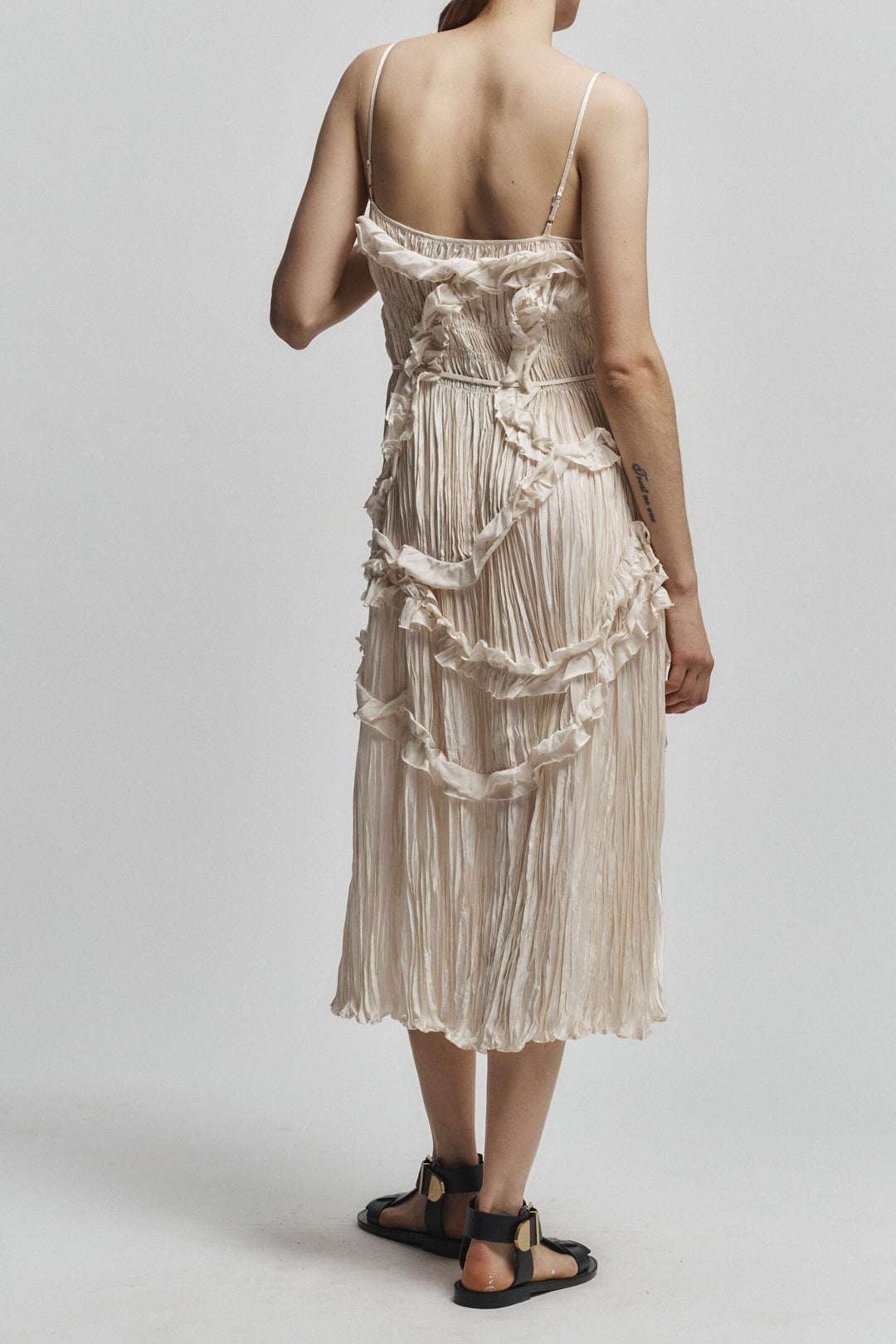 Saint Art New York - Bella Ruched Midi Dress in Ivory