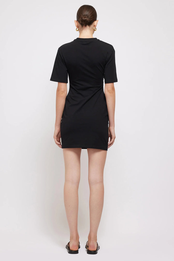 SIMKHAI - Zeus Draped T-Shirt Dress in Black