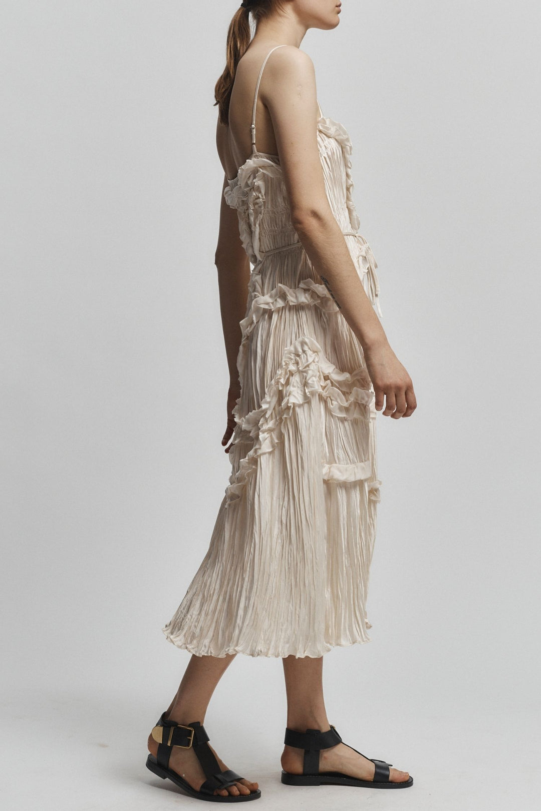 Saint Art New York - Bella Ruched Midi Dress in Ivory
