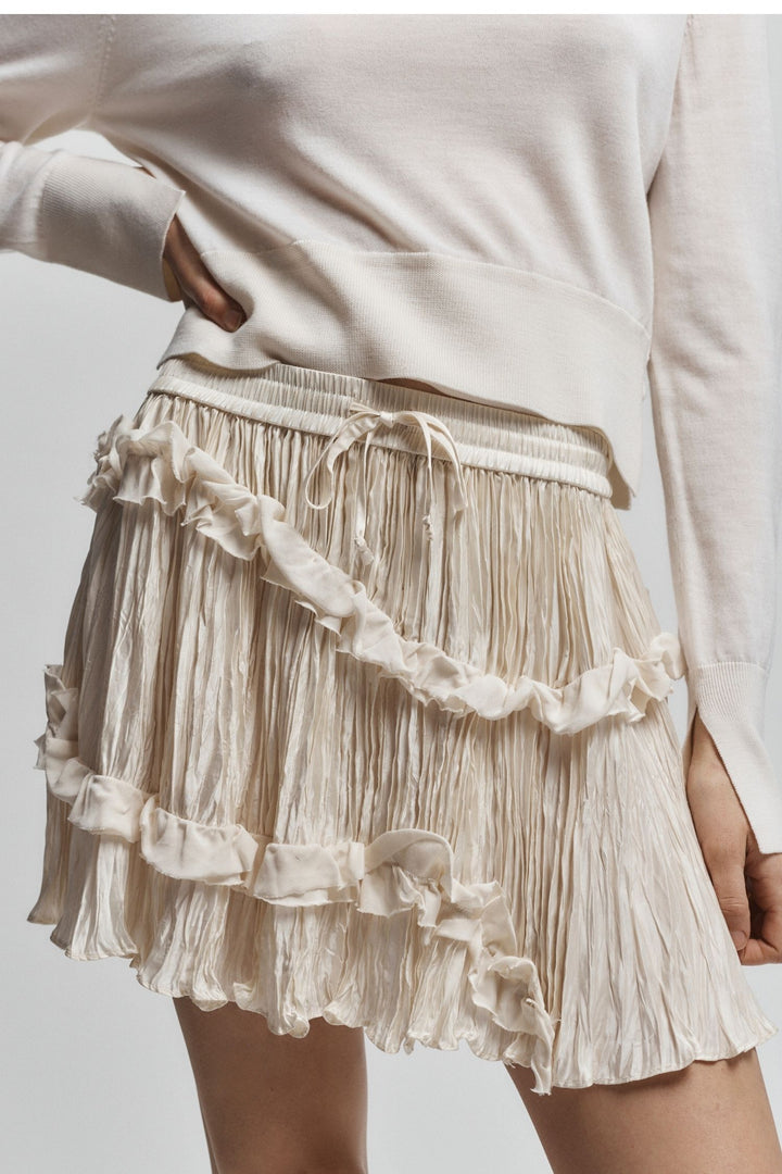 Saint Art New York - Grace Ruched Mini Skirt in Ivory