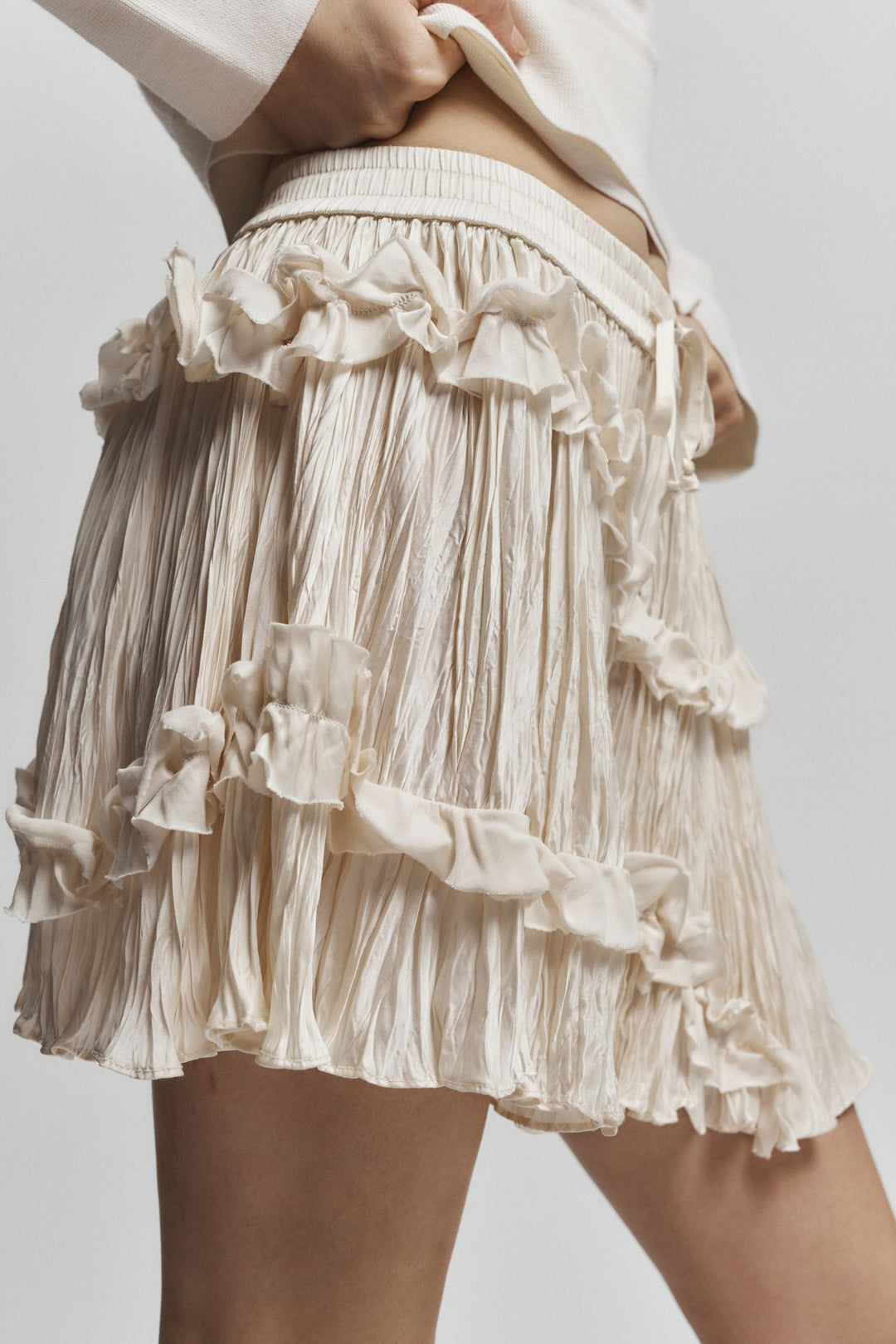 Saint Art New York - Grace Ruched Mini Skirt in Ivory