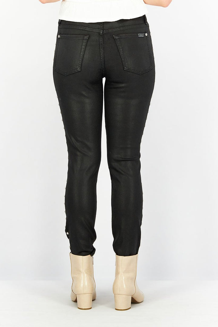 Seven for all Mankind - Ankle Super Skinny Black Coated Denim Jeans with Studs