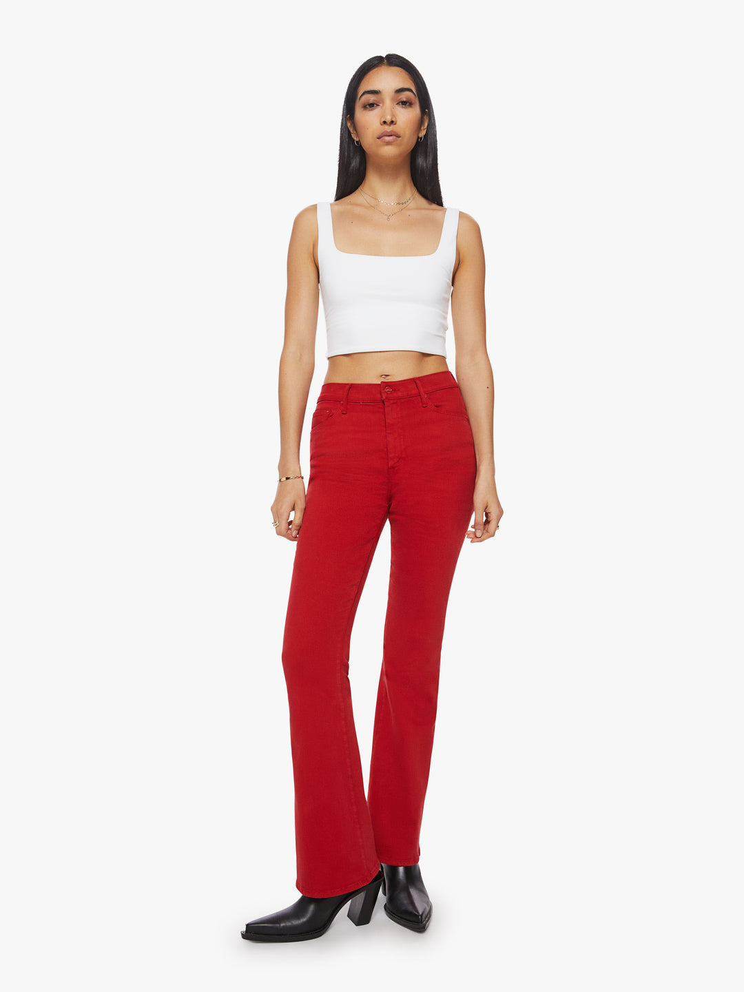 Mother High Waisted Weekender Skimp in Haute Red