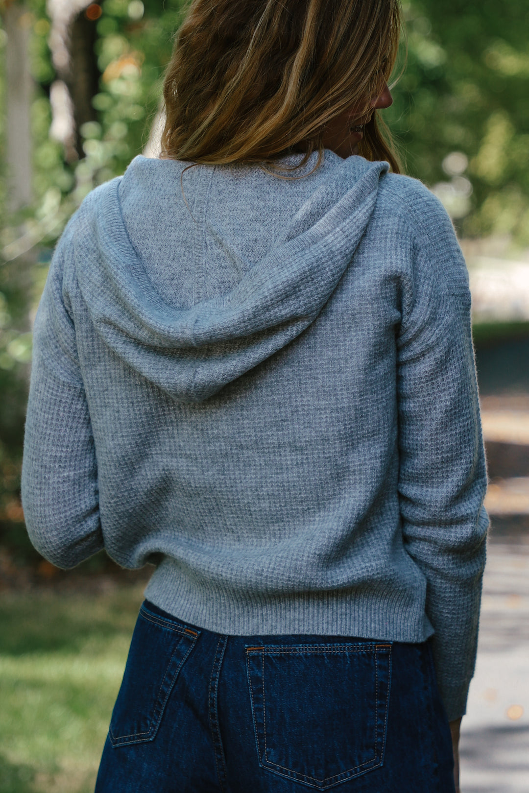 Tenlea Hunter - Cashmere Waffle Zip Hoodie in Grey Heather