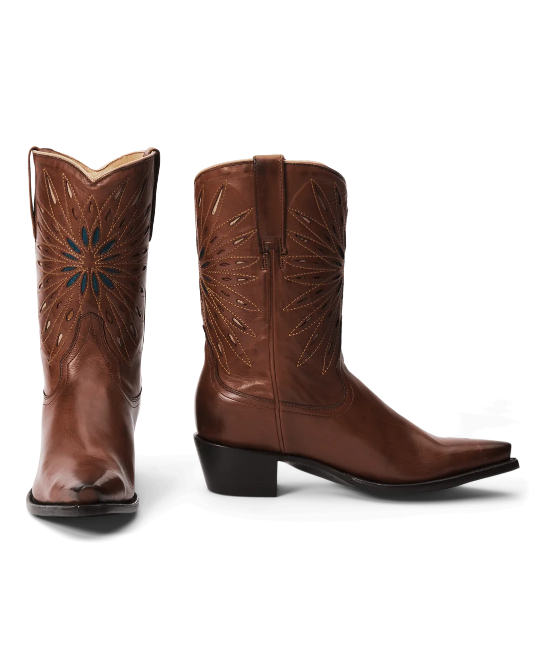 THE GREAT X STETSON - The Southwest Cowboy Boot in Chestnut with Turquoise Boots