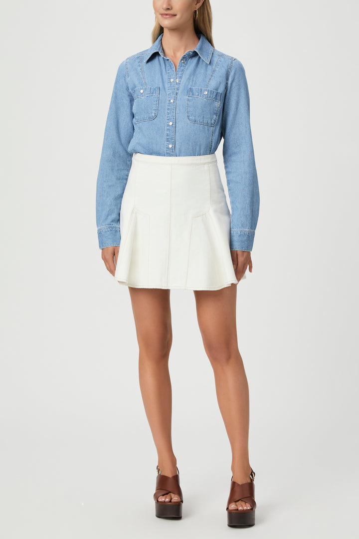 Paige - Adaline Mini Skirt in Contrast Ecru