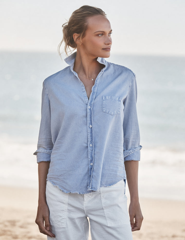 FRANK & EILEEN - Eileen Relaxed Button-Up Shirt in Pool Water Blue Top