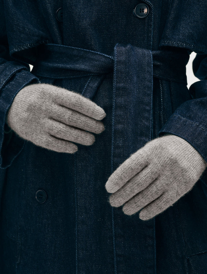 White + Warren - Cashmere Texting Gloves in Grey Heather