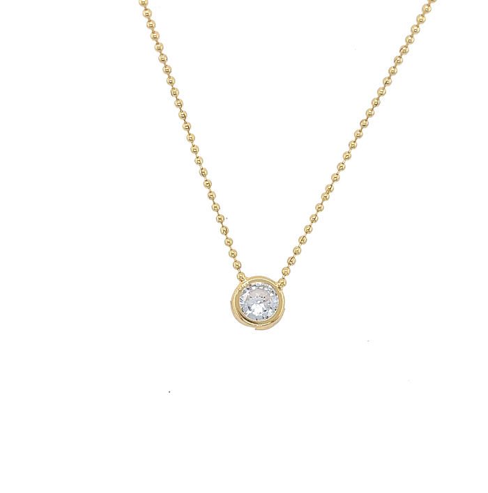 Alexa Leigh - 2mm Crystal Gold Ball Chain Necklace in Gold 15"