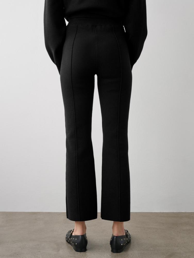WHITE & WARREN - Superfine Organic Cotton Kick Flare Pant in Black