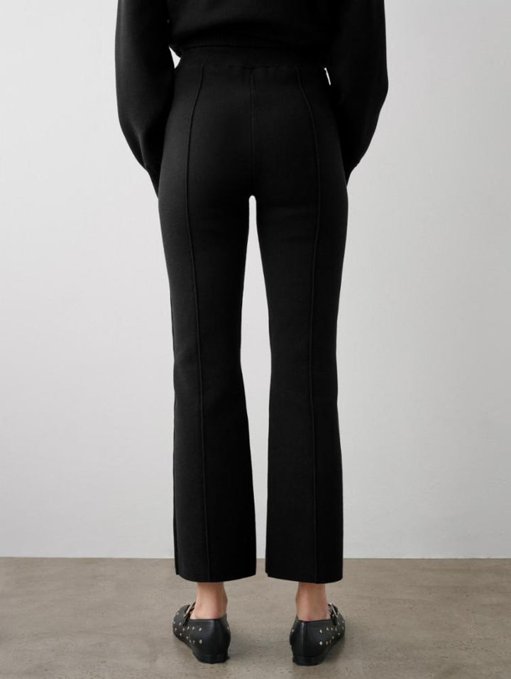 WHITE & WARREN - Superfine Organic Cotton Kick Flare Pant in Black