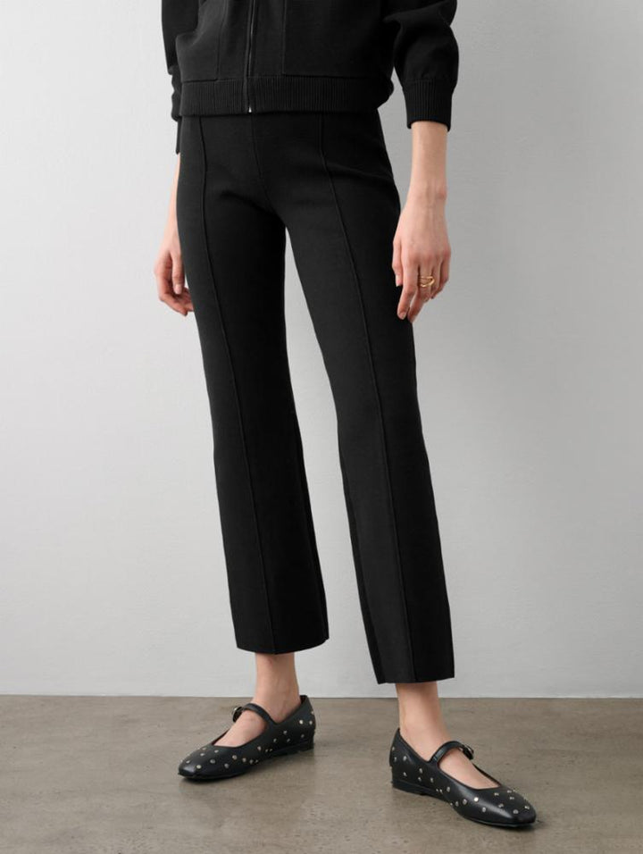 WHITE & WARREN - Superfine Organic Cotton Kick Flare Pant in Black