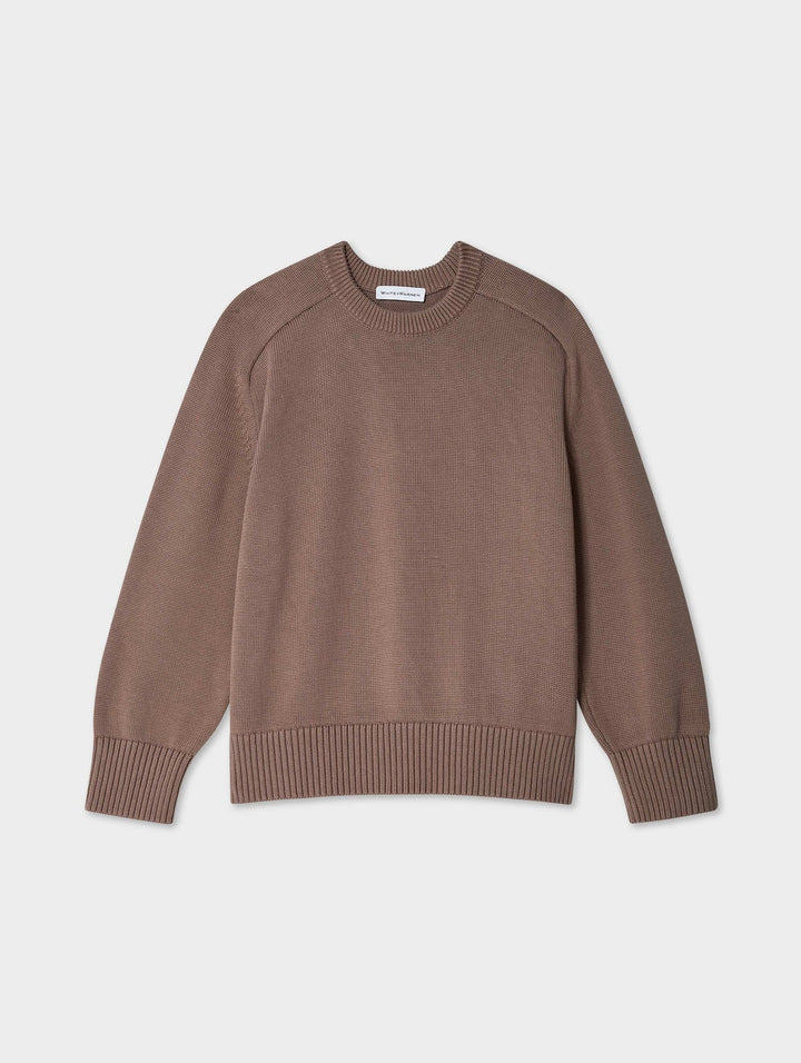 White + Warren - Organic Cotton Saddle Sleeve Crewneck in Mocha